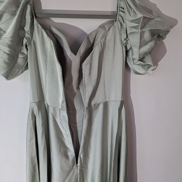 AW. Bridal Sage Green Dey Maxi Bridesmaid Dress Size 4 - Picture 9 of 11